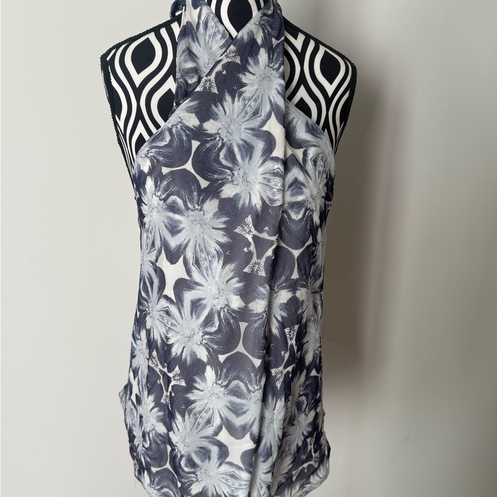 NWT Vintage Y2K Sigal A. Floral Geometric Psychedelic 100% Silk Lanas Cross Top